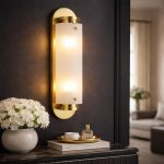 Everest Gold Wall Light Frosted Glass