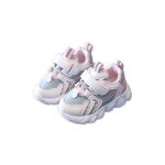 Kids Chunky Retro Street Style Hook And Loop Lace Sneakers-pink