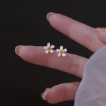 MINI Delicate Flower Design Stud Earrings Copper Jewelry Elegant Leisure Style Suitable For Women Dating Earrings