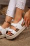 White Double Velcro Woven Platform Sandals - White / UK 8
