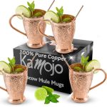 Kamojo Moscow Mule Copper Mugs Set Of 4 With Unique Handcrafted Embossed Design With Anti-tarnish Food-grade Coating - Copper Cu