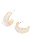 Goldair Gold White Enamel Open Hoop Earrings