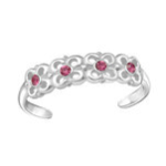 C1024-C26207 - 925 Sterling Silver Cz Flower Toe Ring Adjustable Size - Clear