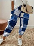 Color Block Drawstring Waist Pants Casual Pocket Pants For Spring & Fall Women's Clothing