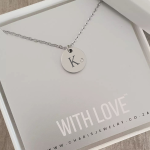 Gem MINI Initial Personalized Disc Necklace Stainless Steel Size: 13MM On 45CM Chain Ready In 3 Days