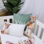 Shaped Pillow Pink Green Watercolour Hind Deer