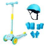 Kids Height Adjustable Scooter With Protective Gear.