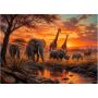 1000 Pieces Of Jigsaw Puzzle For Adults - Elephants And Giraffes At Dusk