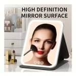 Makeup Mirror With Lights Portable Lighted Beauty Mirror 3 Color Lighting Dimmable Touch Screen Rechargeable Tabletop LED Foldin