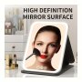 Makeup Mirror With Lights Portable Lighted Beauty Mirror 3 Color Lighting Dimmable Touch Screen Rechargeable Tabletop LED Folding Cosmetic Vanity Mirror