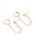 Goldair Gold Plated Pearl Chain Huggie Earrings