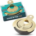 Hawthorne Strainer By Bull In China In Gold 100% Brass - Made In Usa - High Density Spring Cocktail Strainer For Boston Shakers