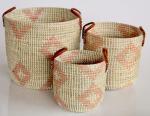 Natural & Pink Seagrass Basket