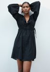 Drawstring-detail Dress - Black