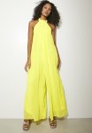 Halter Neck Chiffon Jumpsuit - Yellow