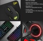 Draco E1A 4 In 1 Rgb Multi Colour Backlit Gaming Combo Set – Includes Draco Multi Colour Backlit Wired Mechanical Gaming Keyboar