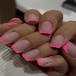24PCS Nail Stickers To Enhance Your Style Short Square Pink Rose Red French Pointed Nail Stickers High Saturation Candy Color Th