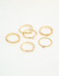 Goldair Gold Plated Twist & Dip Rings 6-PACK - M l