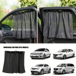 Adjustable Cotton Car Window Shade - Fit With Suction Cups For Sun Protection & Heat Insulation Grid Pattern All-season Interior