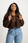 Chloe Cropped Teddy Jacket - Pinecone - L