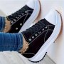 Women's Chunky Canvas Shoes Non Slip Lace Up Casual Sneakers Thick Sole Running Sports Shoes