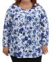 Ladies Printed Fancy Tunic - 60 / Wht/blue