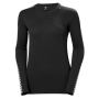 Women's Hh Lifa Lightweight Stripe Longsleeve Crew Base Layer - 990 Black / L