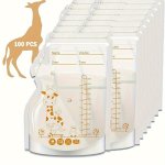 100PCS Breastmilk Storage Bags 8OZ Breast Milk Storing Bags Bpa Free Milk Storage Bags With Pour Spout For Breastfeeding Self-st