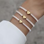 1PC Classic Initial A-z Lettering Heart Faux Pearl Beaded Bracelet Elegant Party Jewelry Birthday Gift For Teen Girls