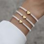 1pc Classic Initial A-Z Lettering Heart Faux Pearl Beaded Bracelet Elegant Party Jewelry Birthday Gift For Teen Girls