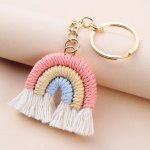 1PCS Rainbow Shape Keychain Bag Accessories Bag Car Pendant Knitting Keychain For