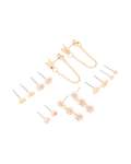 Goldair Gold Pink Diamante Studs & Butterfly Chain Earrings 7-PACK