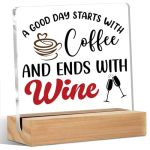 Coffee Bar Decor Wine Decor Acrylic Sign With Wood Stand Coffee Lover Gifts Coffee Decor Coffee Shop Wine Bar Desk Cubicle Coffe