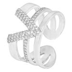 Silver Tone Triple Band Ring With V-design - Medium