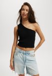 Cotton On Slub One Shoulder - Black