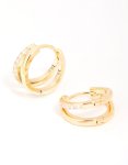 Goldair Gold Plated Cubic Zirconia Double Layered Hoop Earrings