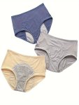 3 Pack Plus Size Period Panties Set Women's Plus Solid High Rise High Stretch Leakproof Period Panties Three Piece Set