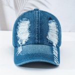 1PC Unisex Sunshade Washed Denim Baseball Cap With Trendy Pattern For Matching Sportswear Jeans And Daily Wear For Shopping Goin