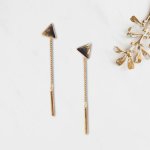 Gold Triangle Dangle Stud Earrings - Factory Plaza