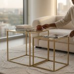 Metal Nesting Table With Glass Top