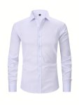 Men's Formal Classic Design Button Up Shirt Male Clothes For Spring And Fall Business Occasion