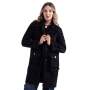 Goldair Gold Button Fluffy Coat - Black / Free
