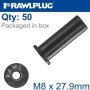 Rawlnut M8X27.9MM X50-BOX