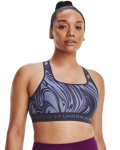 Women's Armour Mid Crossback Print Sports Bra - Tempered Steel XS