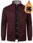 Men's Full Zip Up Casual Cardigan Patchwork Thermal Regular Fit Knit Sweater