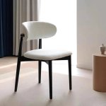 Lucien Dining Chair - Multiple Colours - Fabric With Black Metal Legs - White Linen