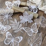 10 Sheets/pack Vintage Hollow Butterfly Plant White Textured Material Paper Hand Account Decoration Butterfly Lace Paper Scrapbo