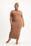 Yolanda Poloneck Bodycon Dress - Mocha - XXL