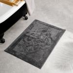 Non-slip Cotton Pattern Bath Mat Dark Grey