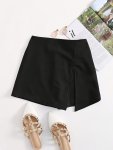 Solid Color High Waist Shorts Casual Split Hem Skort For Spring & Summer Women's Clothing